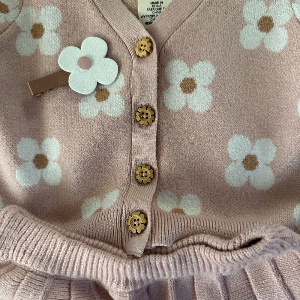 Happily Grey Kids' Floral Cardigan and Skirt Set + hair clip - Pink - Picture 6 of 8